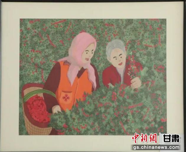 靖遠(yuǎn)縣枸杞種植業(yè)帶動(dòng)10多萬(wàn)農(nóng)民脫貧致富。刺繡 王明風(fēng) 繡稿 胡靜