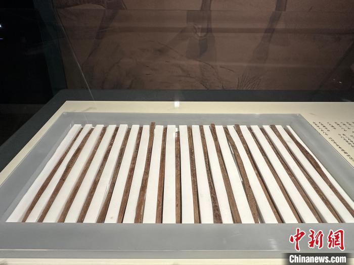 圖為甘肅簡(jiǎn)牘博物館展陳的漢簡(jiǎn)。中新社記者 戴文昌 攝